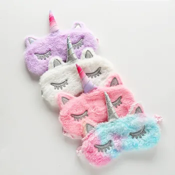 

Sleep Eye Mask Kids Unicorn Plush Eye Cover Sleeping Mask Cartoon 3D Silk Travel Eye Band Shade Rest Eyepatch Eye Blindfolds