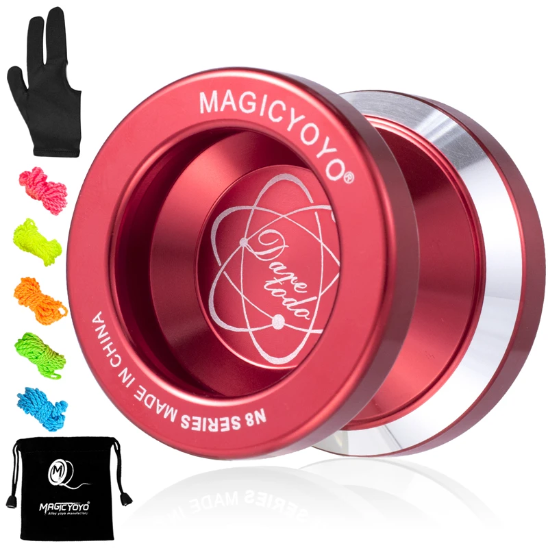 MAGICYOYO N8 Yoyo profesional no sensible, YoYo de Metal de aluminio de tamaño bajo para niños, 5 cuerdas, bolsa Yoyo, guante como regalo