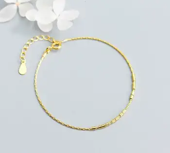 

THIN very 1pc 100% real. 925 Sterling silver Fine Jewelry Slid Geometric Tube beads Chain Bracelet GTLS552