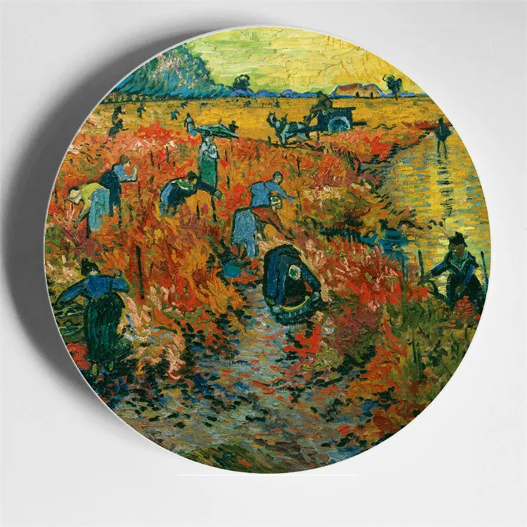 Ван Гог пластина художественное оформление стен Тарелка декоративная настенная тарелка Европейский Декор Керамическая Стена фоновая пластина - Цвет: 13