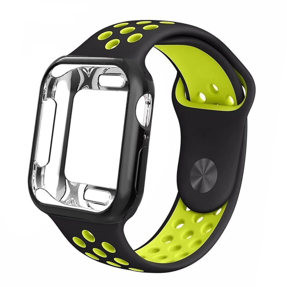 Дышащий силиконовый спортивный ремень Apple Watch 5 4 3 2 1 42 мм 38 мм резиновый ремешок Nike+ Iwatch+ чехол 5 4 3 40 мм 44 мм