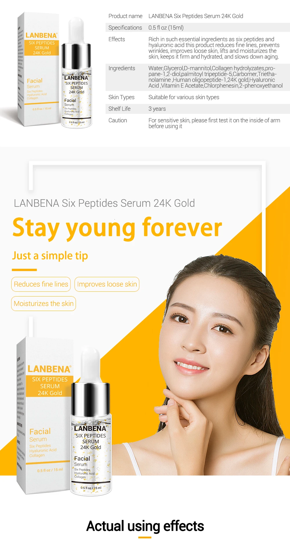Купить 3 получить 1 подарок LANBENA шесть сыворотка с пептидами 24 k золотой крем для лица 3 шт + ампулы капсулы эссенция для глаз Антивозрастной