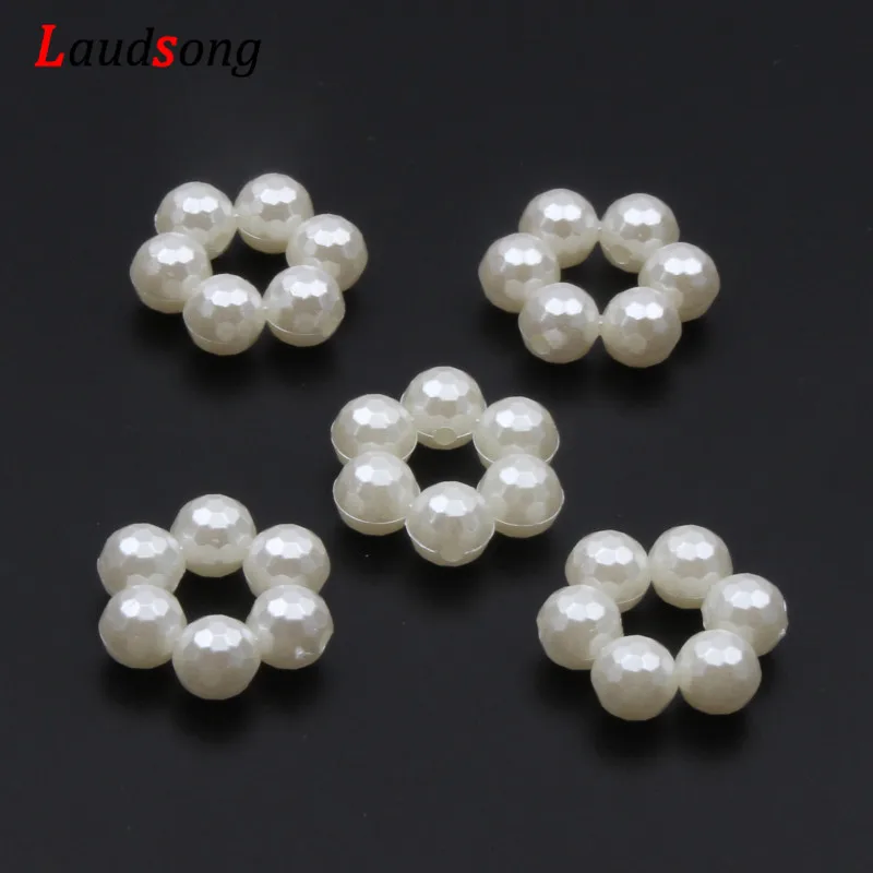 

20pcs 21x23mm Off-white Circle Ring Faceted Acrylic Beading Loose Spacer Beads For Jewelry Making Diy Accessories