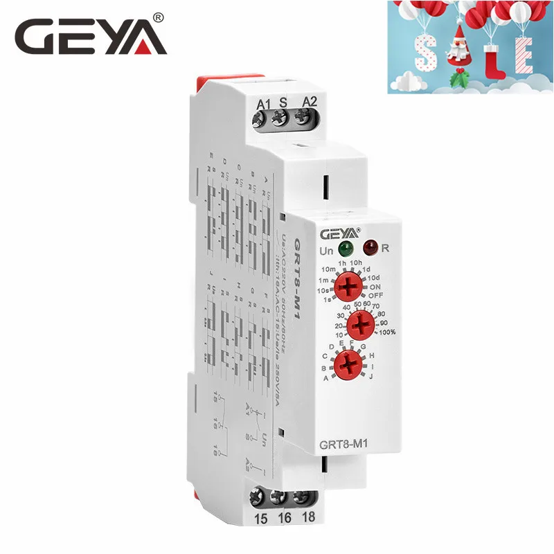 GEYA GRT8-M din-рейку многофункциональный таймер реле AC230V или AC/DC12-240V с 10 регулируемыми функциями задержки