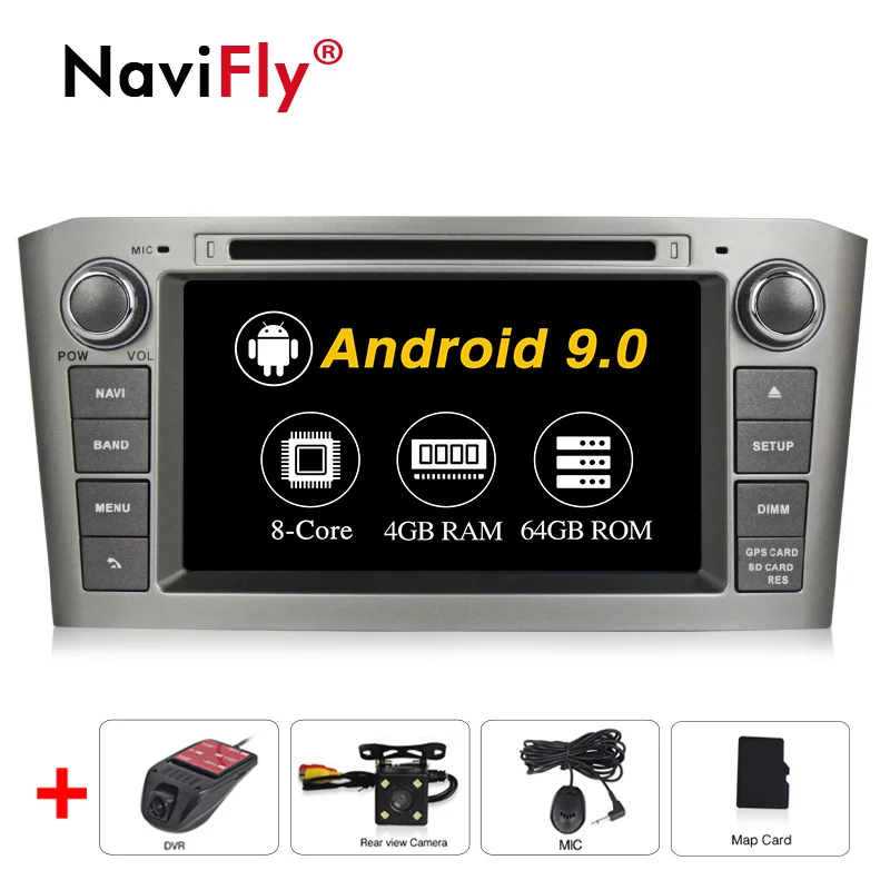 4+ 64G Android 9,0 автомобильный dvd-плеер для Toyota Avensis T25 2003-2008 wifi Автомобильный мультимедийный плеер с gps-навигатором ради, сan-шина - Цвет: 8Core Camera DVR