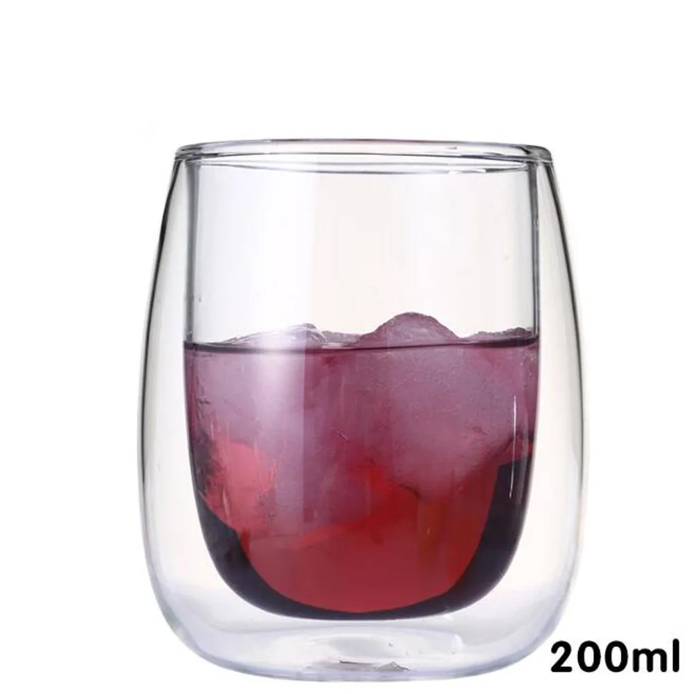 

Transparent Double Wall Handmade Glass Heat Resistant Tea Coffee Drink Cup Insulated Clear Glass Whiskey Drinkware Cup