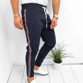 

Men Striped Casual Pants Fashion Trousers Adjustable Drawstring Sweat Pants Trousers TC21