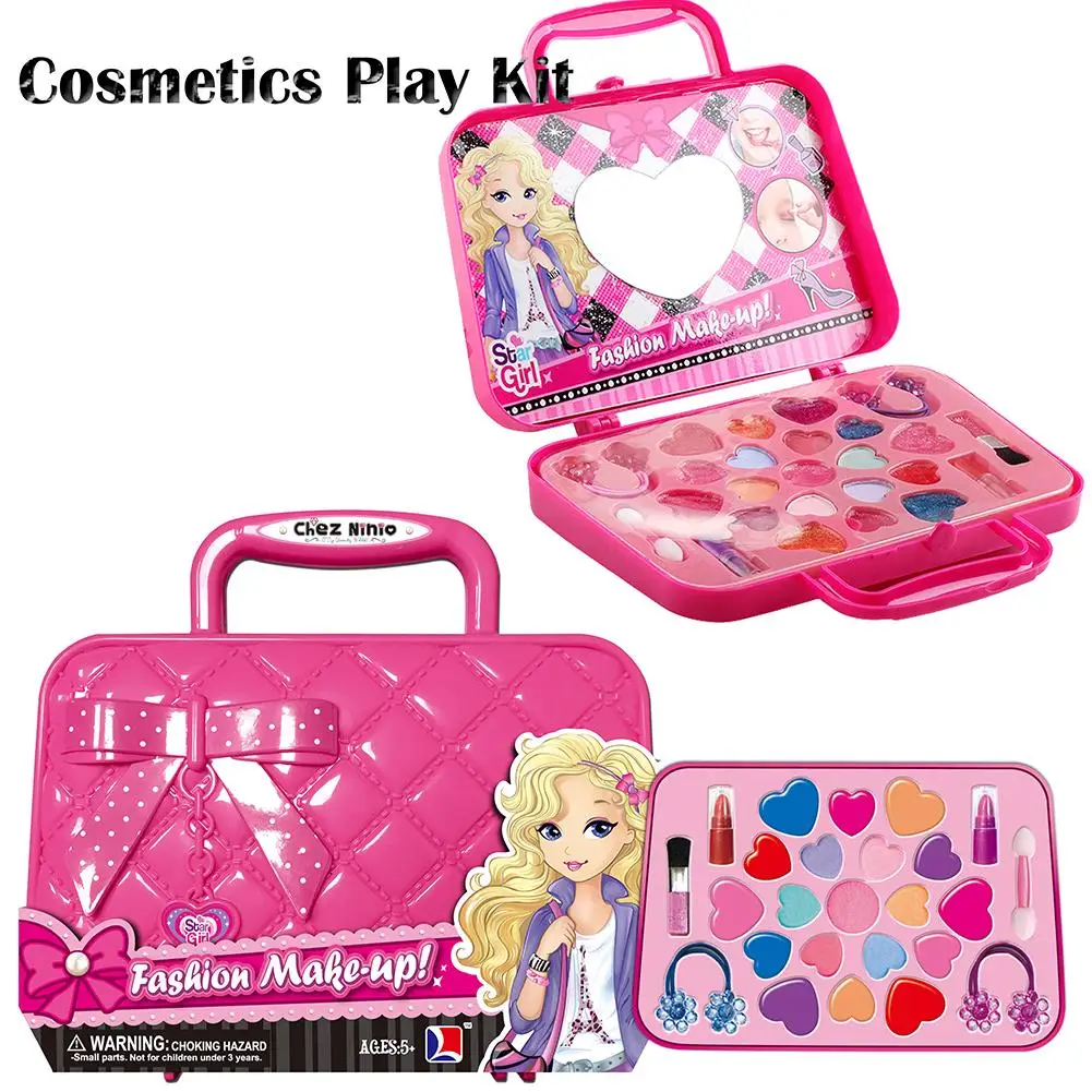 Детский набор игрушек для макияжа, ролевые игры, принцесса, розовый макияж, безопасность красоты, нетоксичный набор игрушек для девочек, туалетный косметический дорожный ящик - Цвет: Pink