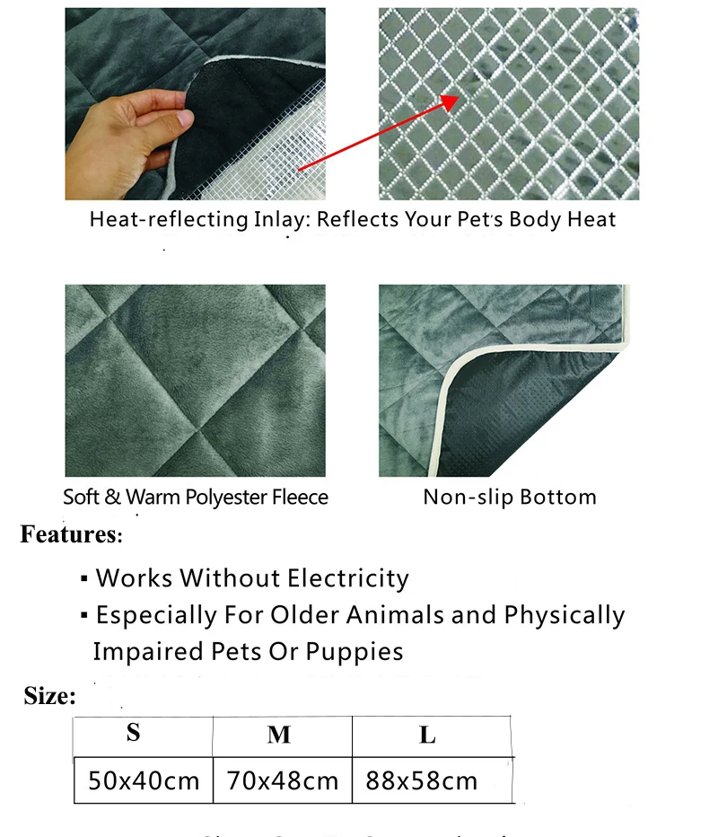 Саморазогревающий коврик для домашних животных, термоподушка, коврик для собак и кошек, мягкая уютная флисовая подкладка, аксессуары для домашних животных
