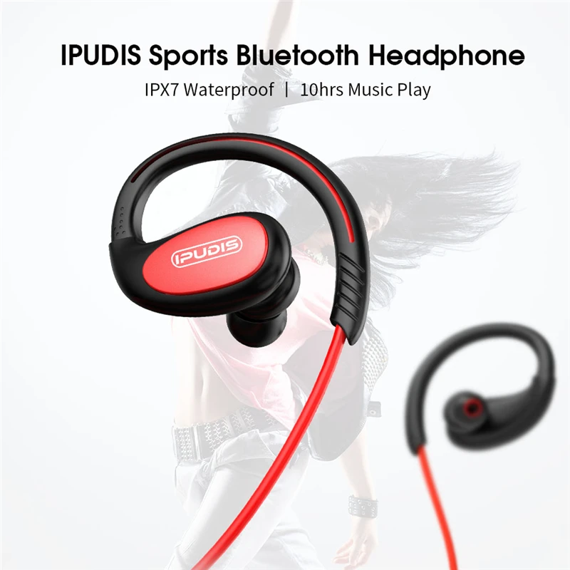 IPUDIS IPX7 водонепроницаемые спортивные Bluetooth наушники беспроводные HiFi с микрофоном