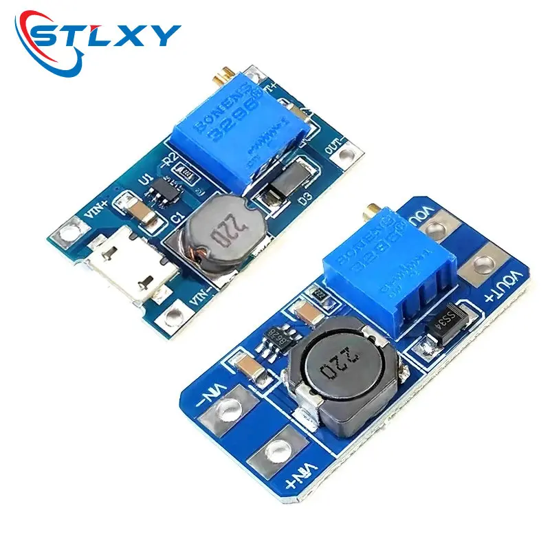 MT3608 DC-DC 조정 가능한 부스트 모듈 2A 부스트 플레이트 스텝 업 모듈, 마이크로 USB 2V-24V  5V 9V 12V 28V