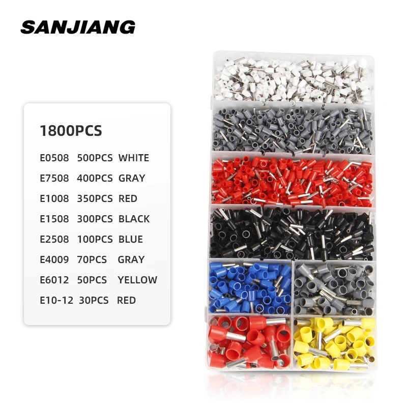 HSC8 6-4 1800PCS Tubular Terminal Crimper kit 0.08-10mm² 25-7AWG Electrical Crimping Pliers alicate crimpador Hand Tools Set