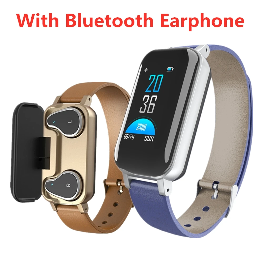Спортивные Беспроводные bluetooth-наушники + Фитнес-браслет мониторинг сердечного