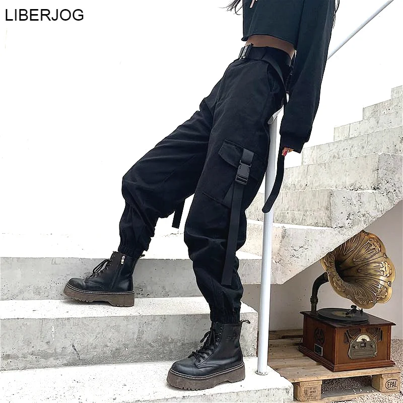 Women Streetwear Cargo Pants Ankle Length Joggers Female Loose Trousers Multi size Haren Pants