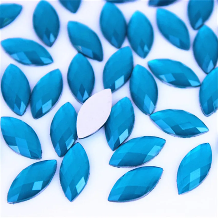 Sky Blue 100 шт 7*15 мм 9*18 мм AB прозрачный конский глаз смолы горный хрусталь отделка Кристаллы с плоским дном DIY для свадебного платья украшения ювелирных изделий 8Y256 - Цвет: Sky Blue