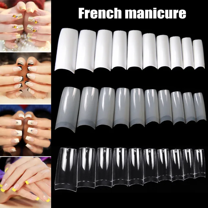 100/500 шт ногтей Половина Французский Типсы для дизайна ногтей акриловый УФ-гель для маникюра наконечник V9-Drop