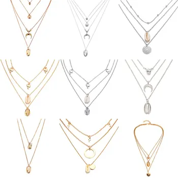 

2019 New Fashion Bohemia Summer Beach Shell Jewelry Gold Silver Color Shell Pendant Necklace For Women