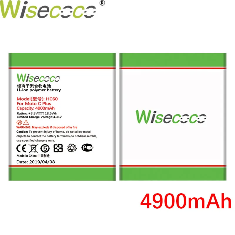 WISECOCO 4900 мАч HC60 батарея для Moto C Plus Dual SIM, XT1723, XT1724, XT1725 телефон последние продукты аккумулятор