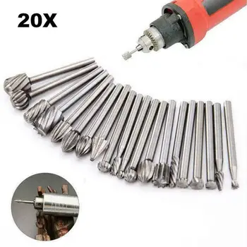 

20Pcs HSS Routing Router Bits Burr Rotary Tools Rotary Carving Carved Knife Cutter Tool Engraving Wood Working Used for Dremel