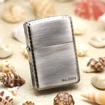 

Genuine Zippo oil lighter copper windproof Antique Silver Fish cigarette Kerosene lighters Gift With anti-counterfeiting code