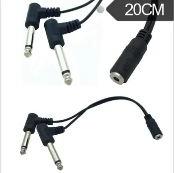 

20cm 3.5mm Female Plug to 2×6.35mm TRS Mono Male Jack Audio Socket Adapter Cable Audio Line One Minute / Mixer Line