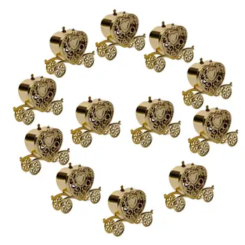 

12Pcs Candy Box Wedding Party Romantic Royal Heart Shaped Pumpkin Car Gift Box H4GD