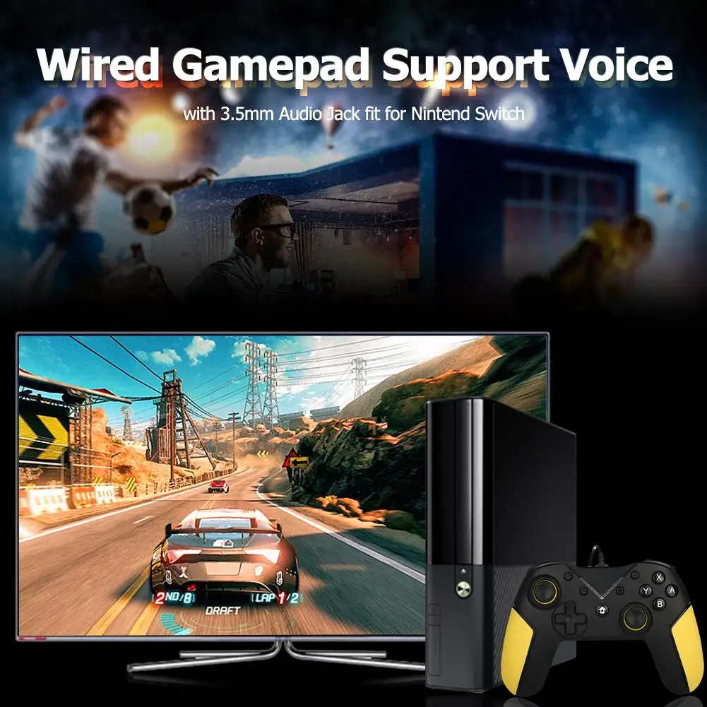 Wired Gamepad Support Voice 6 Axis Dual Motor Joystick fit for Nintend Switch Built in 3 5MM Headphone Jack for 48K Stereo