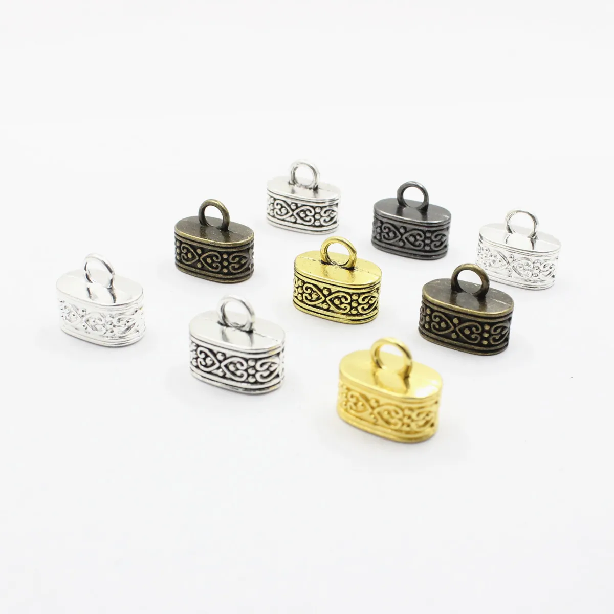 50pcs Cord Crimp End Caps Buckle Tips for Necklace Bracelet Ropes Cords Connectors Clasp DIY Accessories 15x13x10mm K00524 | Украшения и