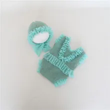 Аква кружевной комбинезон и комплект с капором для новорожденных, комбинезон с v-образным вырезом, вязаный костюм для маленьких девочек, одежда для новорожденных, шляпа, Комбинезоны для младенцев