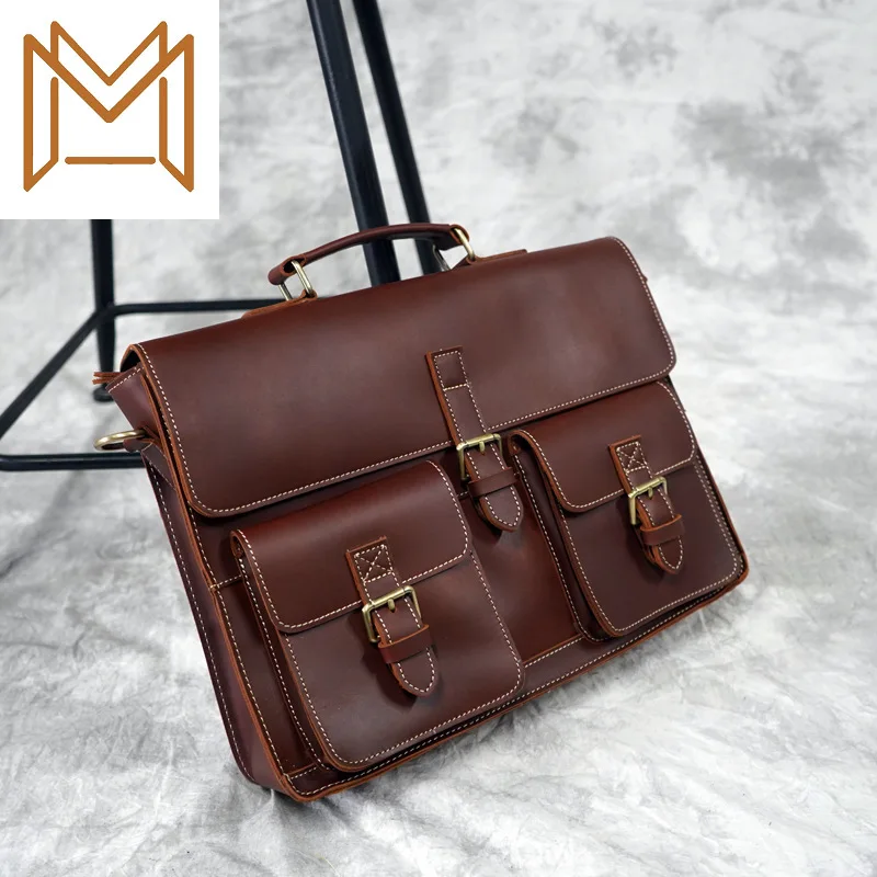 

England Trend Head Layer Cowhide Single Shoulder Satchel Male Leisure Time Business Affairs Briefcase Computer Package