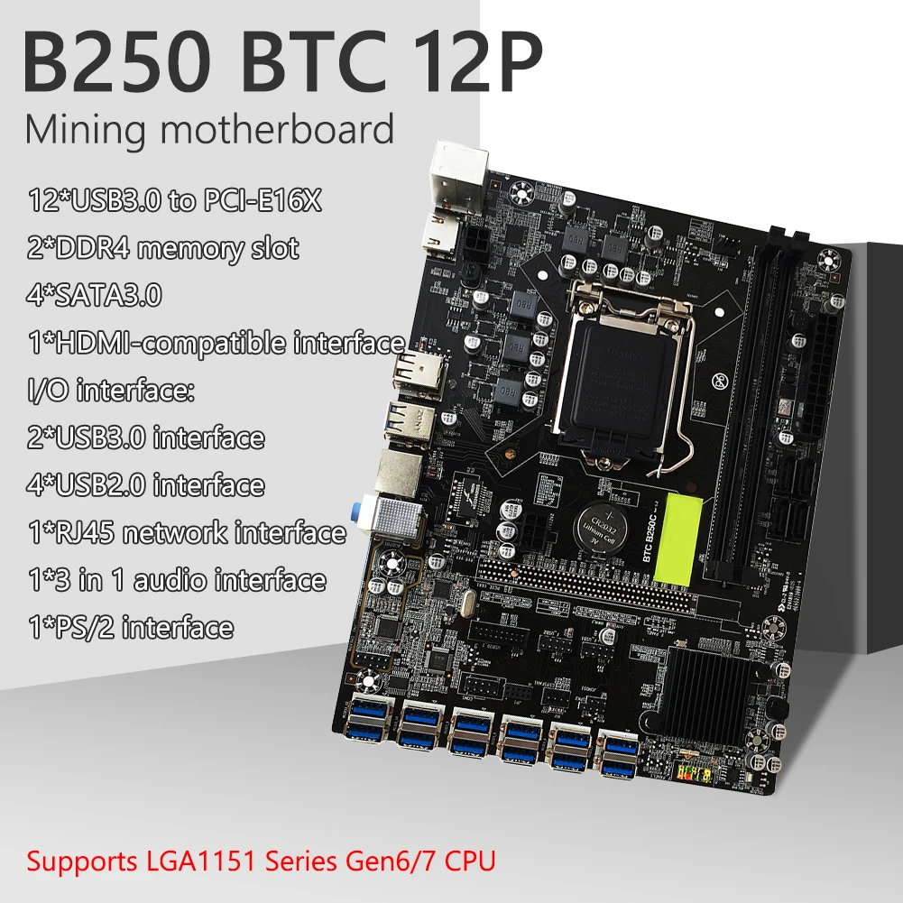 Placa Madre Minera B250c Btc 12 X Pcie A Usb3.0 Lga1151 Gr Placa Madre Minera B250c Btc 12 X Pcie A Usb3.0 Lga1151 Gr