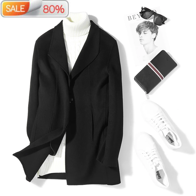 

Double-faced Wool Homemade Woolen Spring Autumn Mens Coat and Jacket Long Overcoat Abrigo Hombre HS-01-1A12 B21490