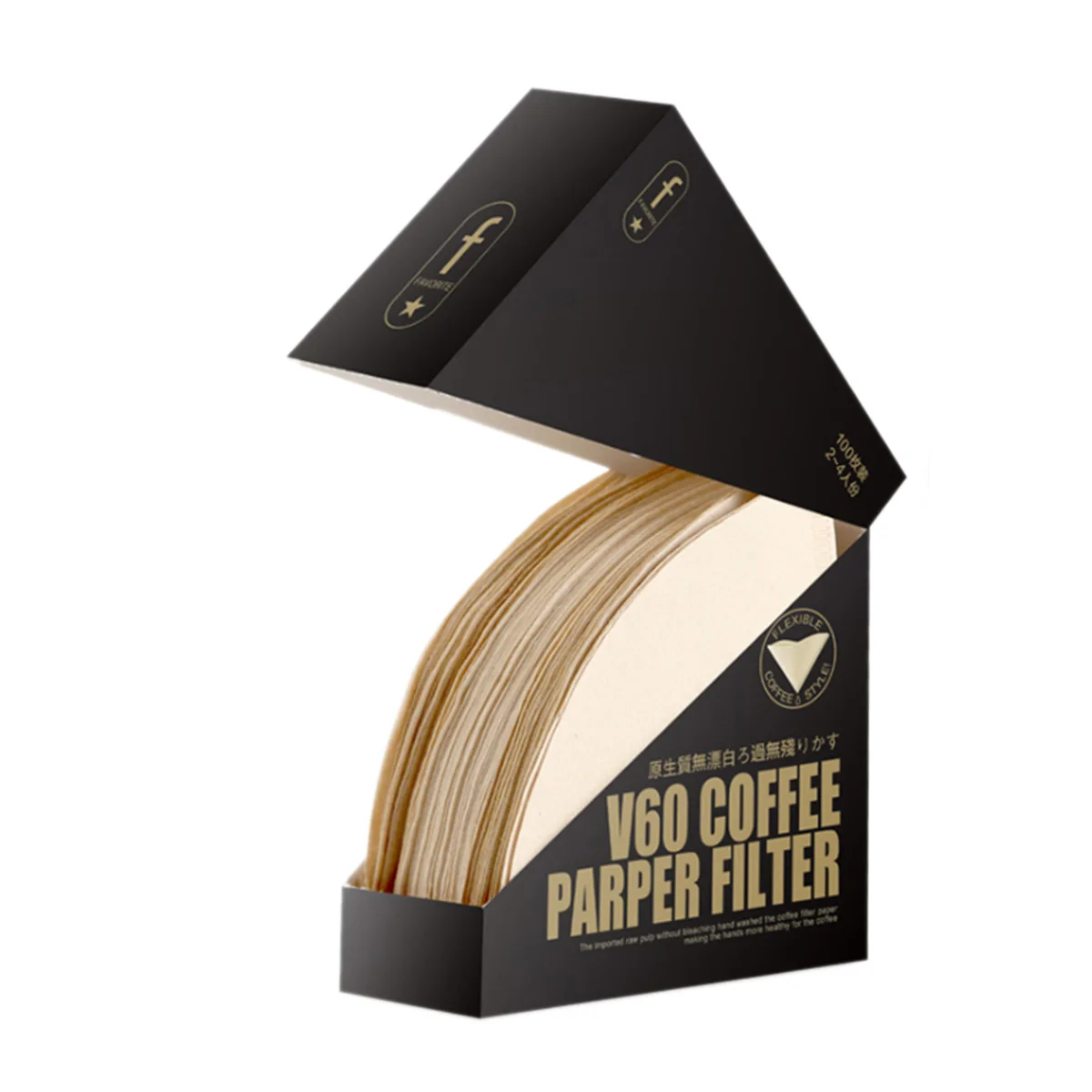 

AA 100 Count Coffee Filters Disposable Natural Cone Shaped Unbleached Paper Fit Coffee Machine Fan-shaped and V-shaped Filter