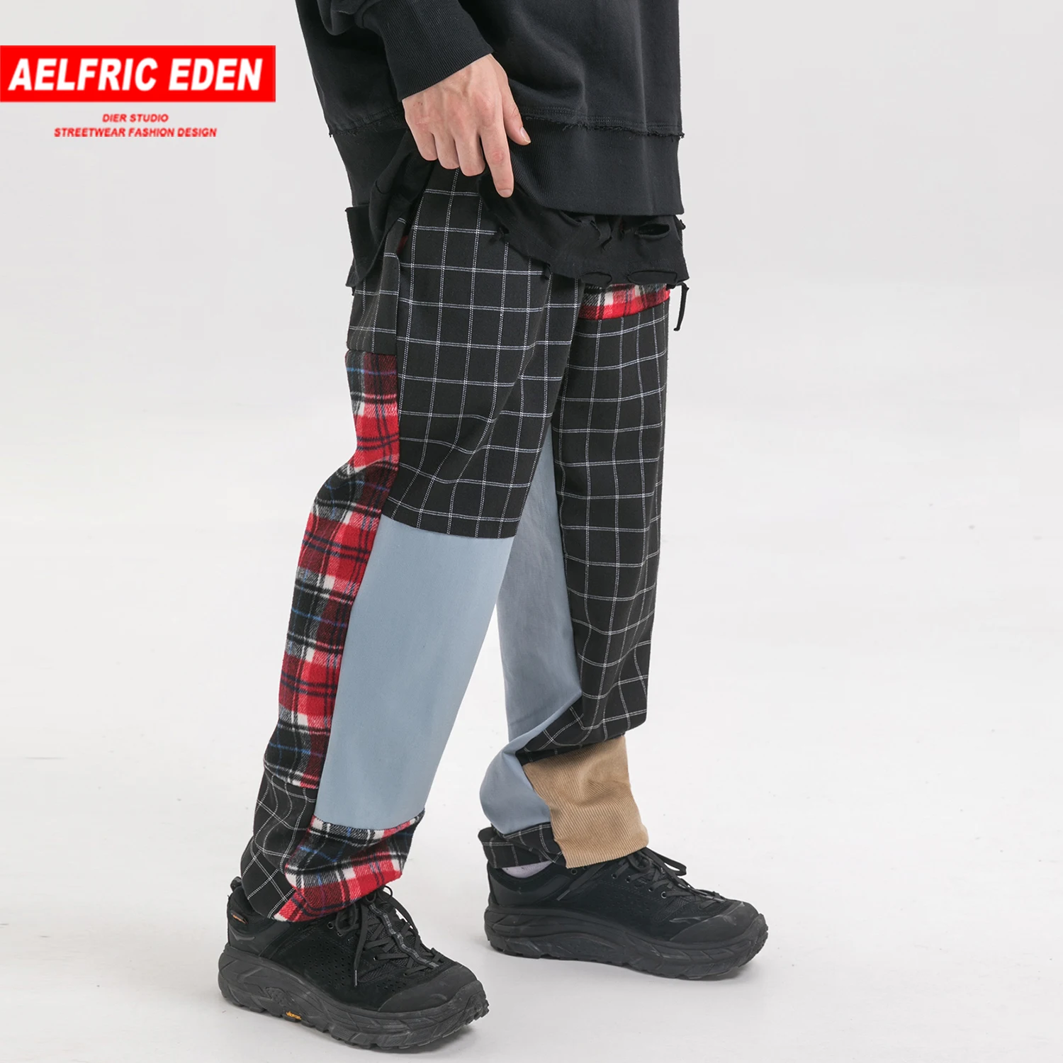 Aelfric Eden Лоскутная Клетчатая Мужская гарем карго Брюки Harajuku модные тренировочные