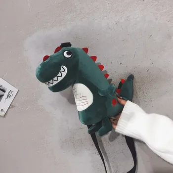 

Fashion Women Messenger Bag Cartoon Dinosaur Casual Shoulder Bags Cute Children Girls Green Plush Handbag