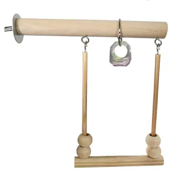 

2020 New Bird Swing Wooden Parrot Perch Stand Playstand with Chewing Beads Cage Play Toys
