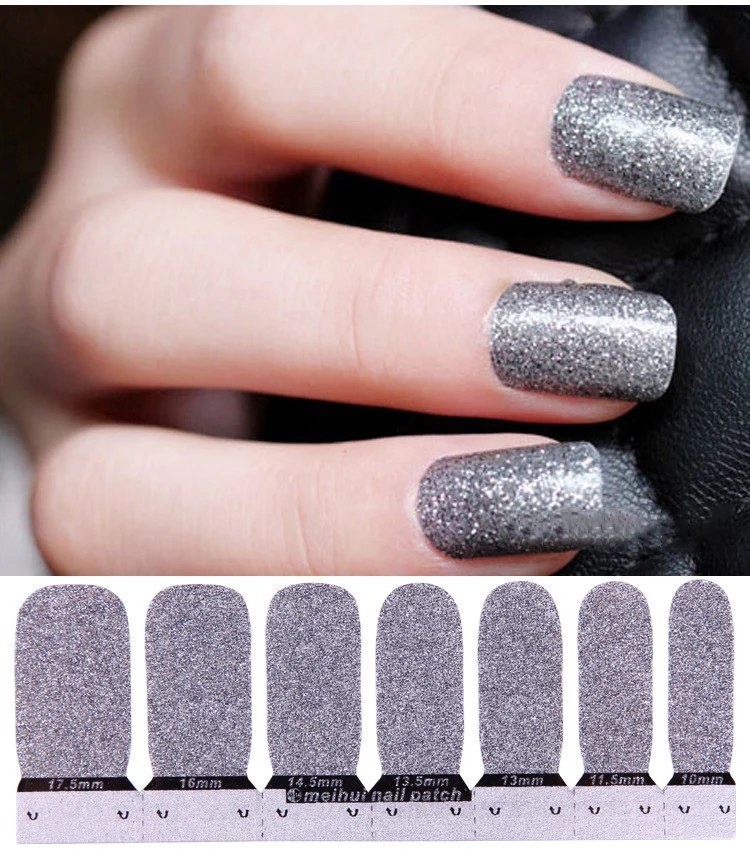 06 Dark Silver 1 лист блестящая пудра чистый цвет наклейка s покрытие для Ногтей Полное покрытие лак для ногтей наклейка DIY самоклеющиеся украшения для ногтей - Цвет: 06 Dark Silver