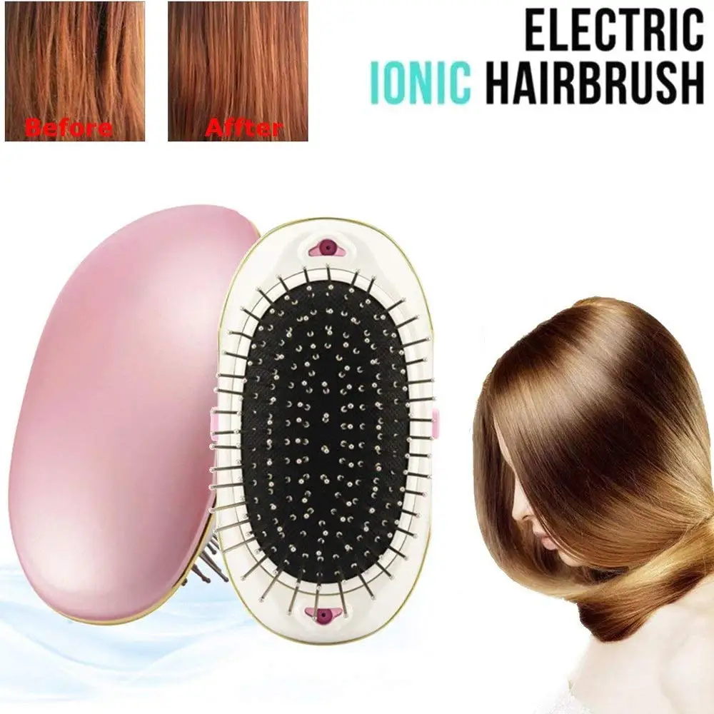 Мини-расческа для волос, расческа для женщин, профессиональная электрическая расческа для массажа, расческа-выпрямитель для волос, портативная отрицательная ионная расческа для волос