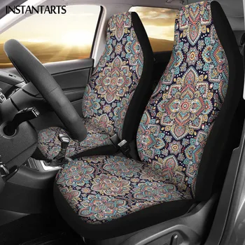 

INSTANTARTS Hawaiian Car Seat Protector 2Pcs Set Auto Parts Car Seat Cover Car Truck Universal African Printing Front Seat Cover