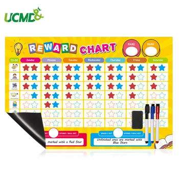 

Magnetic Calendar Responsibility Chart Set with Star Chore Fridge Magnets to Track Homework Schedules Task Good Behaviors Reward