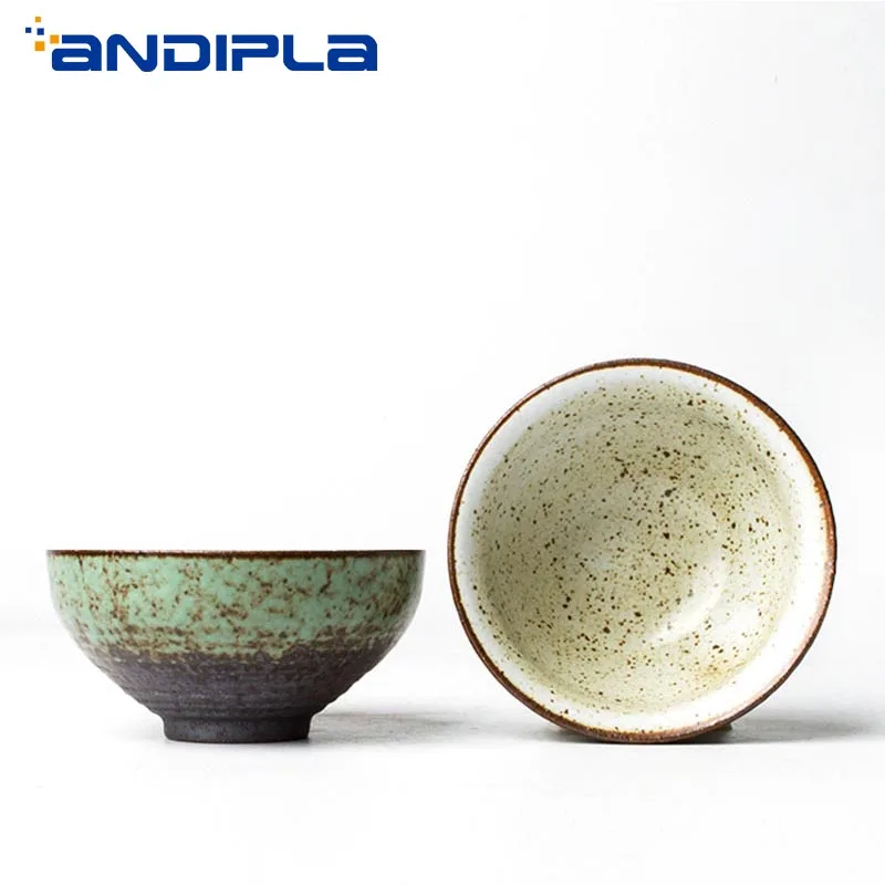 

50ml Japanese Style Vintage Coarse Pottery Rust Glaze Teacup Pu'er Master Cup Ceramic Crafts Kung Fu Tea Set Handmade Sake Bowls