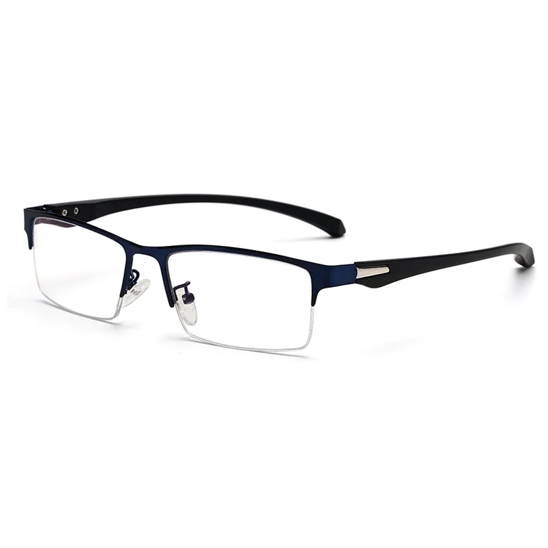blue half frame Квадратные очки для близорукости, полностью Металлическая оправа, анти-синий светильник, очки 0-0,5-0,75-1,0-2,0-2,5-3,0-6,0 - Цвет оправы: blue half frame