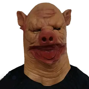 

Pig Head Shape Face Cover Latex Mask Halloween Scary Mask Hand-Made Realistic Masquerade Party Headgear Costume Prop