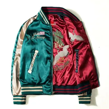 

2020 New Japan Yokosuka Embroidery Jacket Men Women Fashion Vintage Baseball Uniform Both Sides Wear Kanye West Bomber Jackets