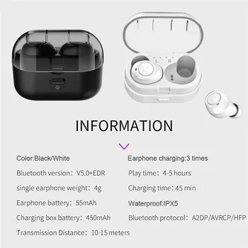 

TWS Wireless Earbuds V5.0 Bluetooth Earphone Headset Deep Bass Stereo Sound Sport Earphone For xiaomi redmi CP7