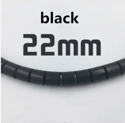 22mm black 1 метр гибкий спиральный кабель на молнии обертывание кабель аккуратный держатель Органайзер провод шнур управление протектор хранения трубы сматывание кабеля - Цвет: 22mm black