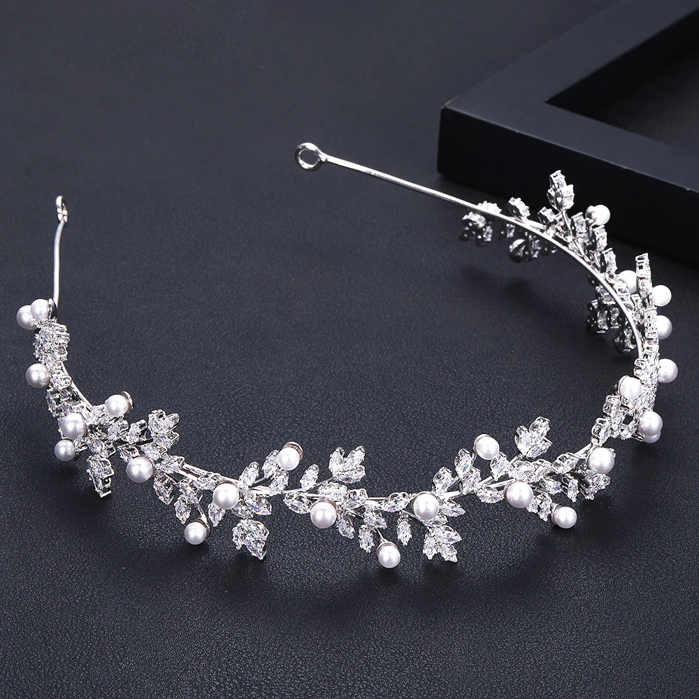 jankelly Crystal Ladies Wedding Headpieces With cube zircon Wholesale Bridal Hair Accessories Headdress Bridal Hair Tiaras