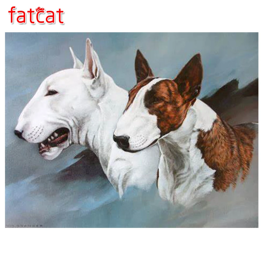 Алмазная живопись FATCAT Bull Terrier квадратная круглая вышивка животных собак милые