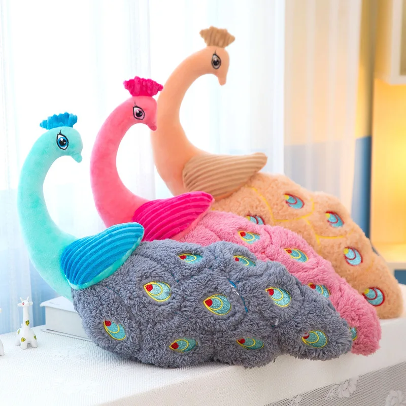 

Model Peacock Plush Toys Car Mounted Back Cushion Household Decoration Creative Toy Gift