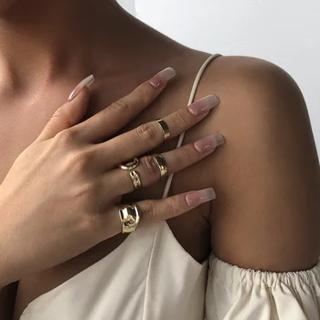 

R0270 Electroplated Guaranteed Lust, Caution Forefinger Little Finger Ring Set Ring Adjustab